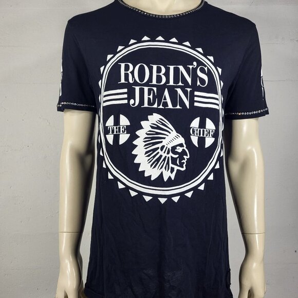 Robin's Jean black white glitter jewel studded short sleeve t-shirt mens XL